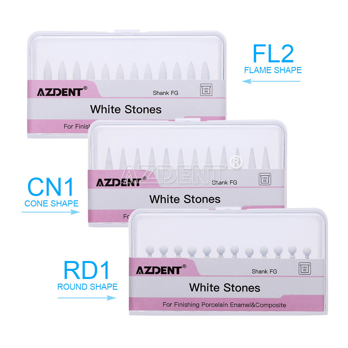 Dental White Stone Porcelain Resin Polishing Burs FG /Composite Finishing Burs