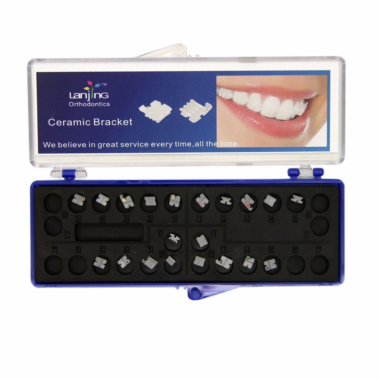 Dental Orthodontic Ceramic Clear Brackets Brace Roth MBT Slot 022 3 4 5 Hook 5-5