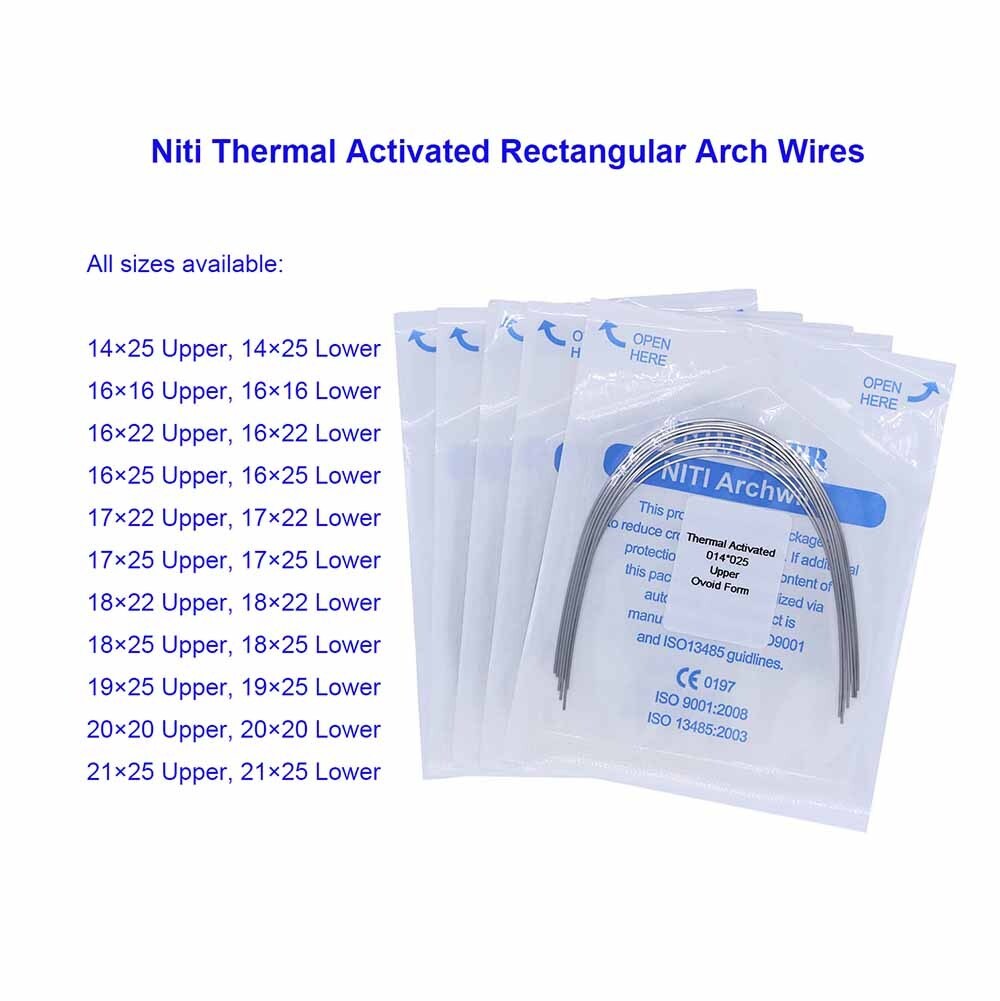 50×Dental Orthodontic Niti Thermal Activated Rectangular Arch Wires 17×25 Upper