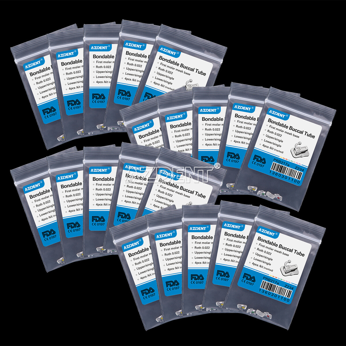 AZDENT Dental Ortho Single Bondable Buccal Tubes 1st/2nd Molar Roth/MBT 022