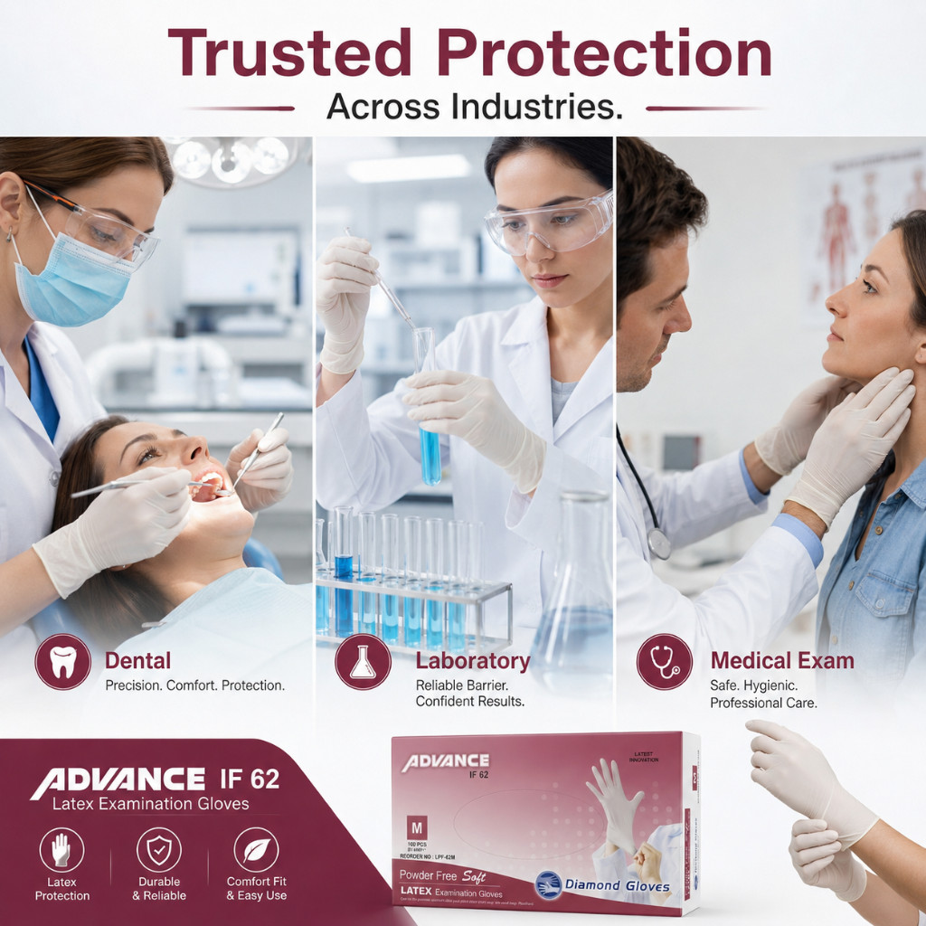 1000 Pcs Latex Exam Gloves White 6 Mil Powder FREE Dental All Size S, M, L, XL
