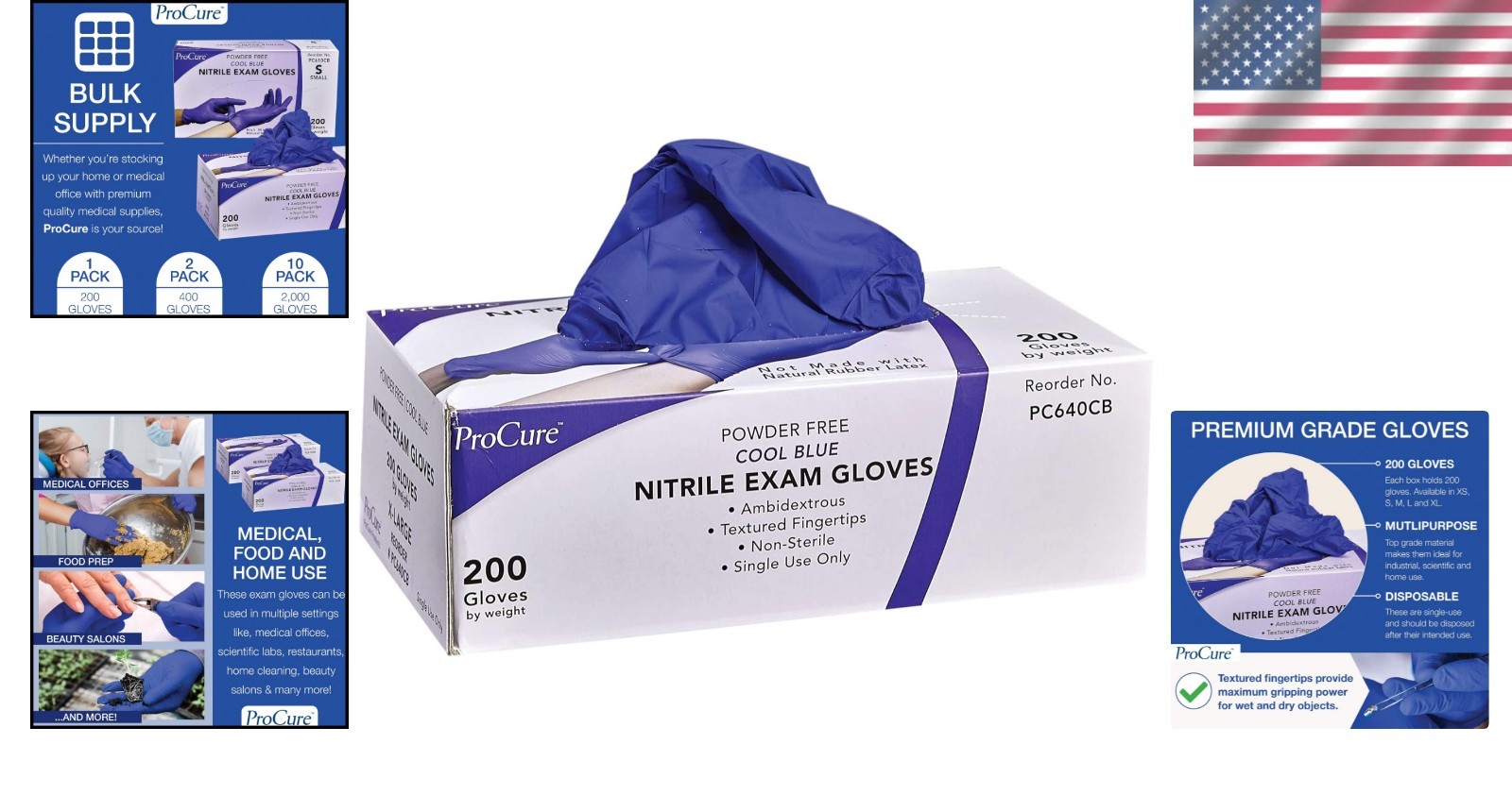 200 Count Nitrile Gloves – Large, Latex Free, Ambidextrous & Powder Free