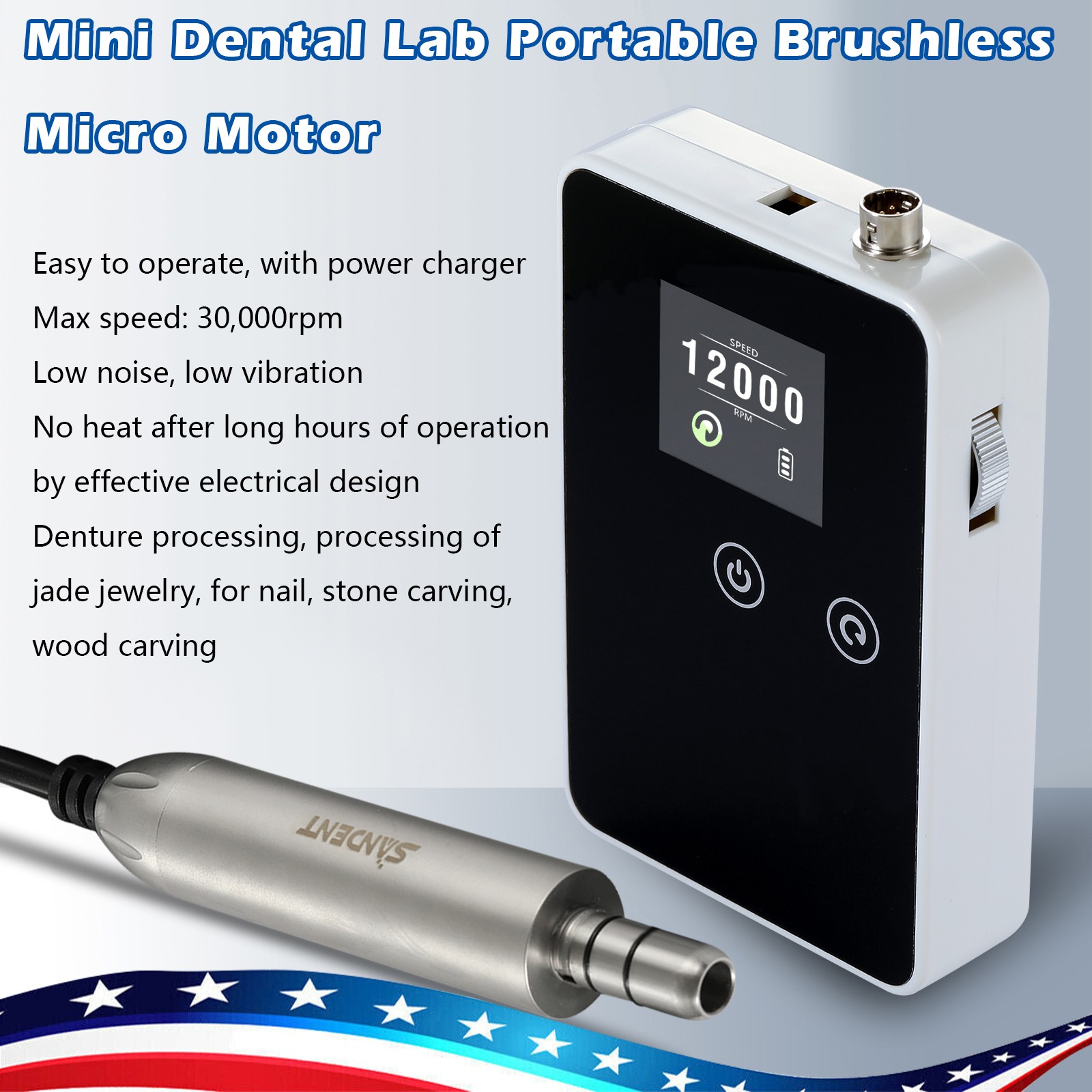 Dental Lab Marathon Micromotor N3 / 35K RPM Handpiece Polisher /10* Carbide Burs