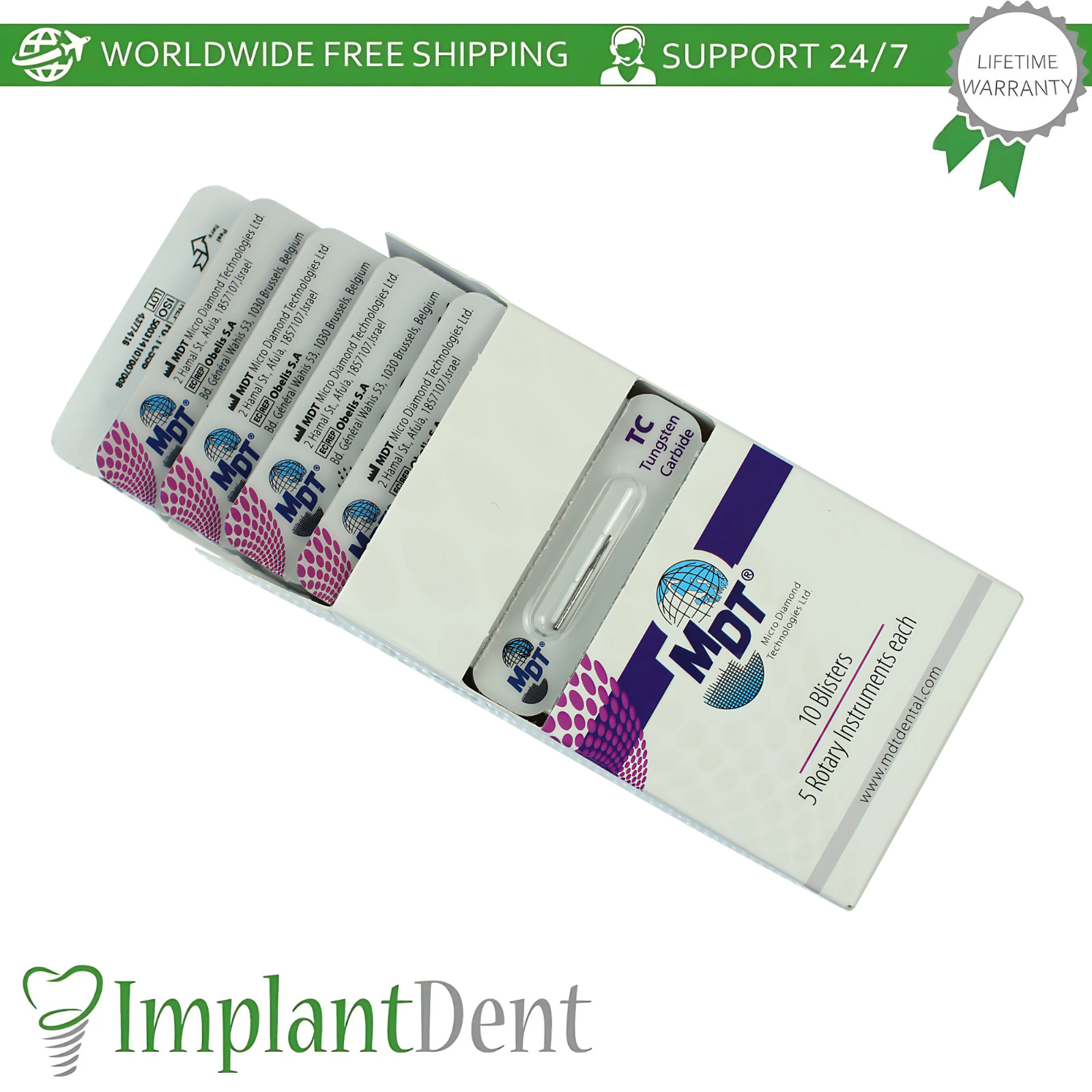 MDT Dental Straight Fissure Flat Cross Cut FG Carbide Burs Restorative Procedure