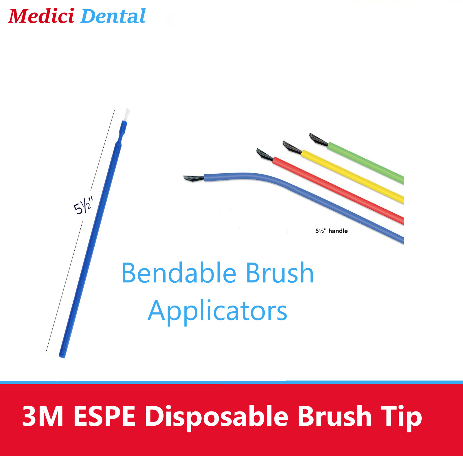 3M ESPE Single Use Brush Tip Applicators 100 Pieces & 1 Handle, MultiUse Dental