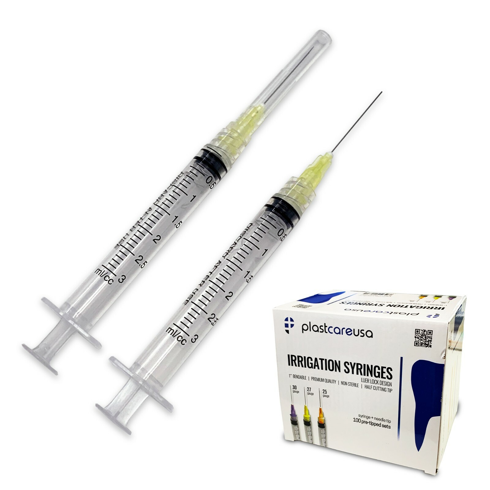 Dental Irrigation Syringes & Tips, 3 cc 27 Gauge – 27G, (Box of 100)