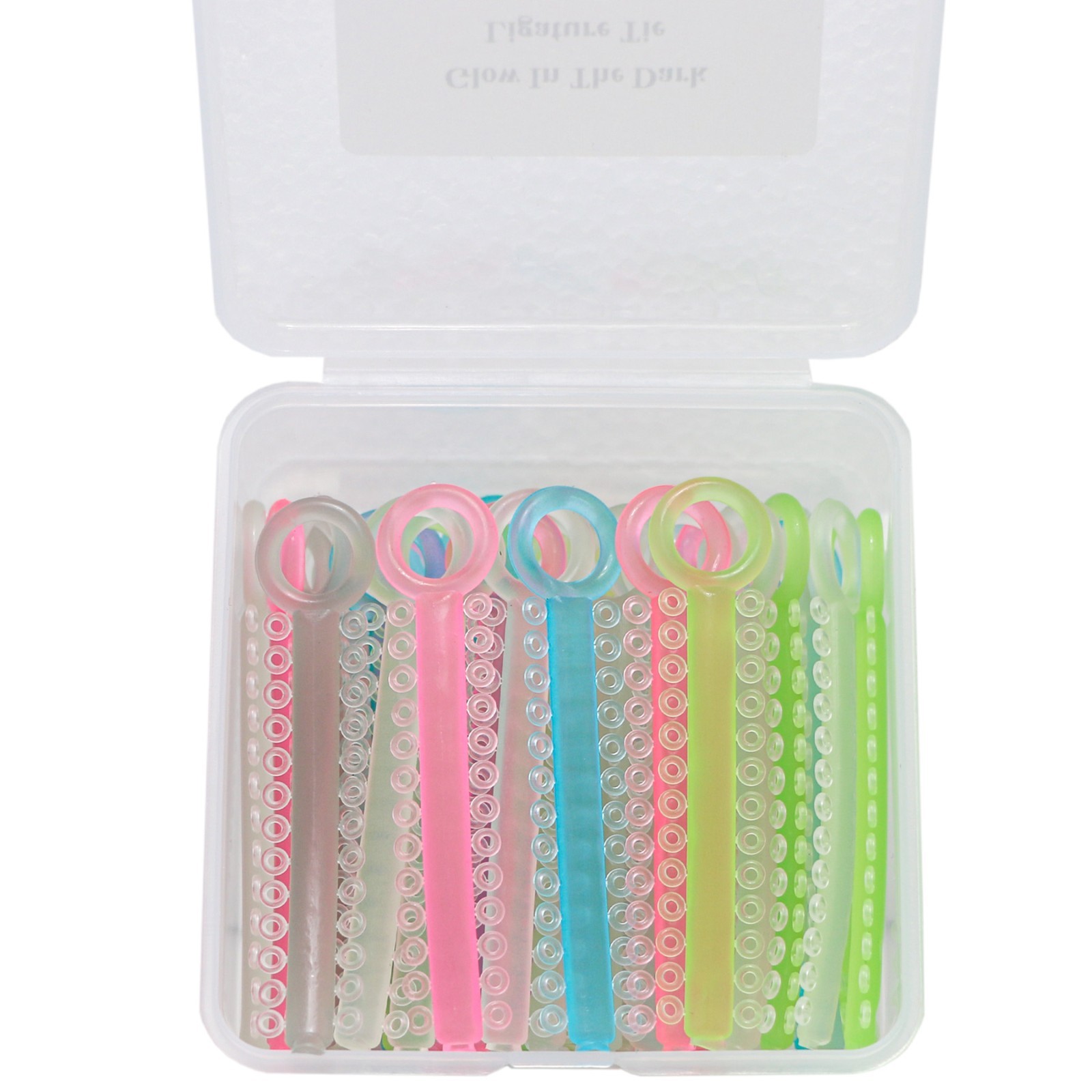1040 Pcs Dental Orthodontic Ligature Tie Elastic Rubber Band 5 Colors Night Glow