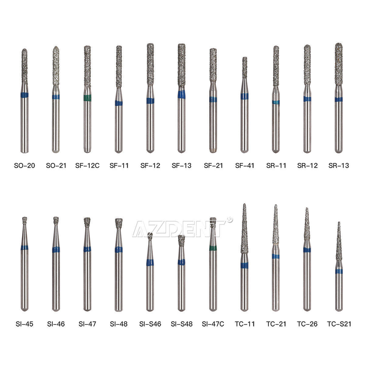 AZDENT Dental Diamond Burs For High Speed Handpiece Friction Grip 5Pcs/Box