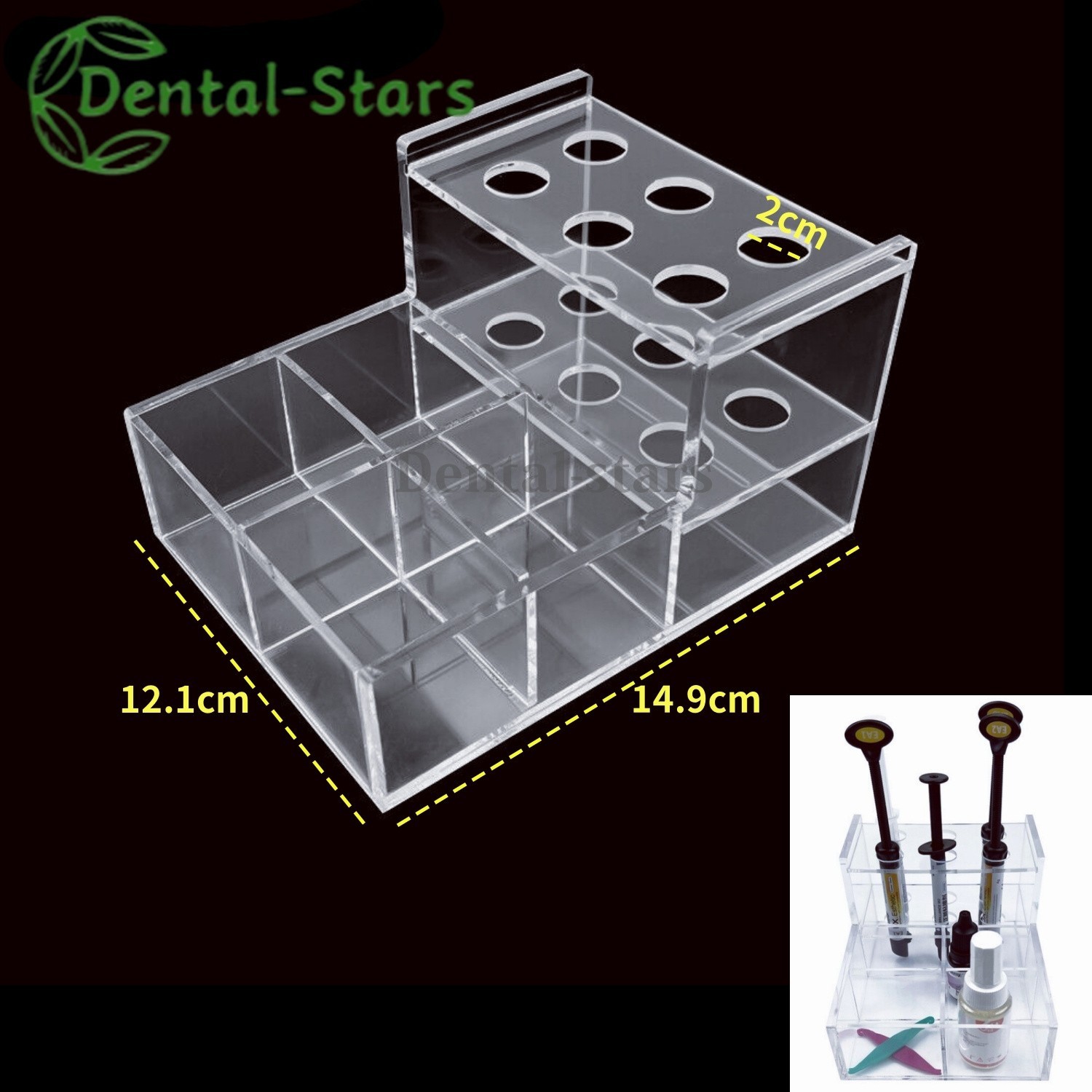Dental Composite Syringe Acrylic Organizer Holder Resin Applicator Adhesive Rack