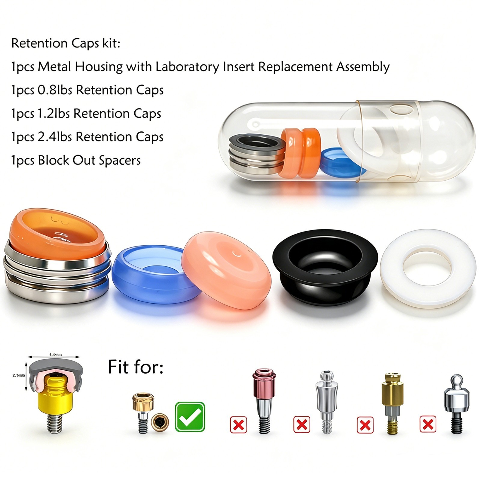 Dental Overdenture Locator Implant Abutment Retention male Cap processing Insert