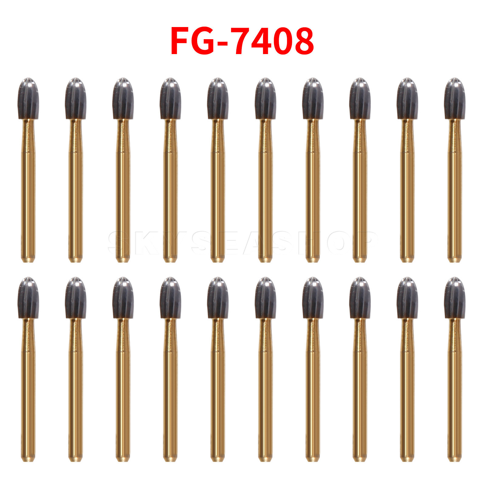 10/20Pcs Dental Tungsten Carbide Bur Trimming and Finishing Egg Football FG7408
