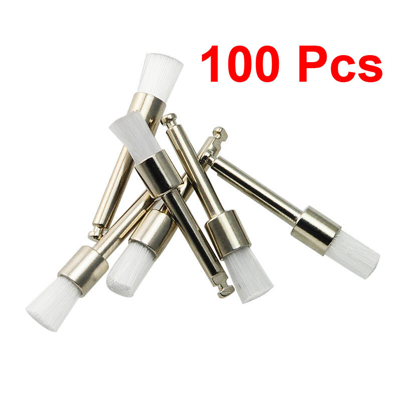 100Pcs/box Dental Polishing Polisher Prophy Brush Brushes Nylon Latch Flat White