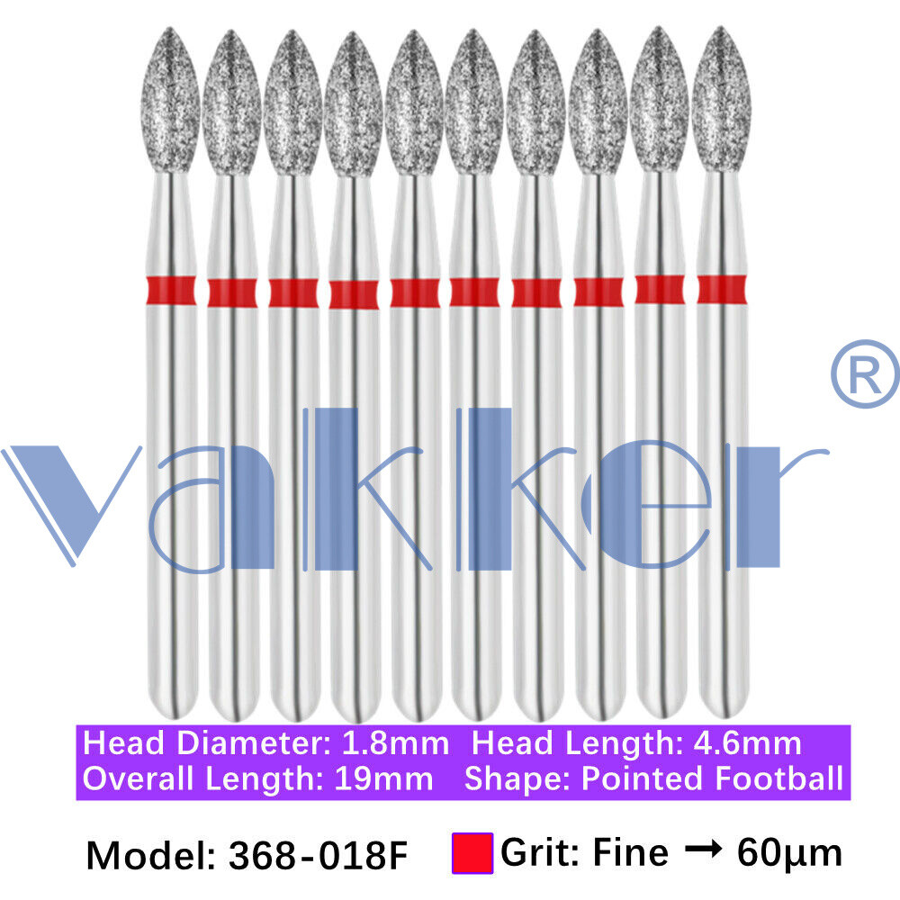 10pc Vakker Dental FG Football Egg Shape Diamond Burs for High Speed Handpiece
