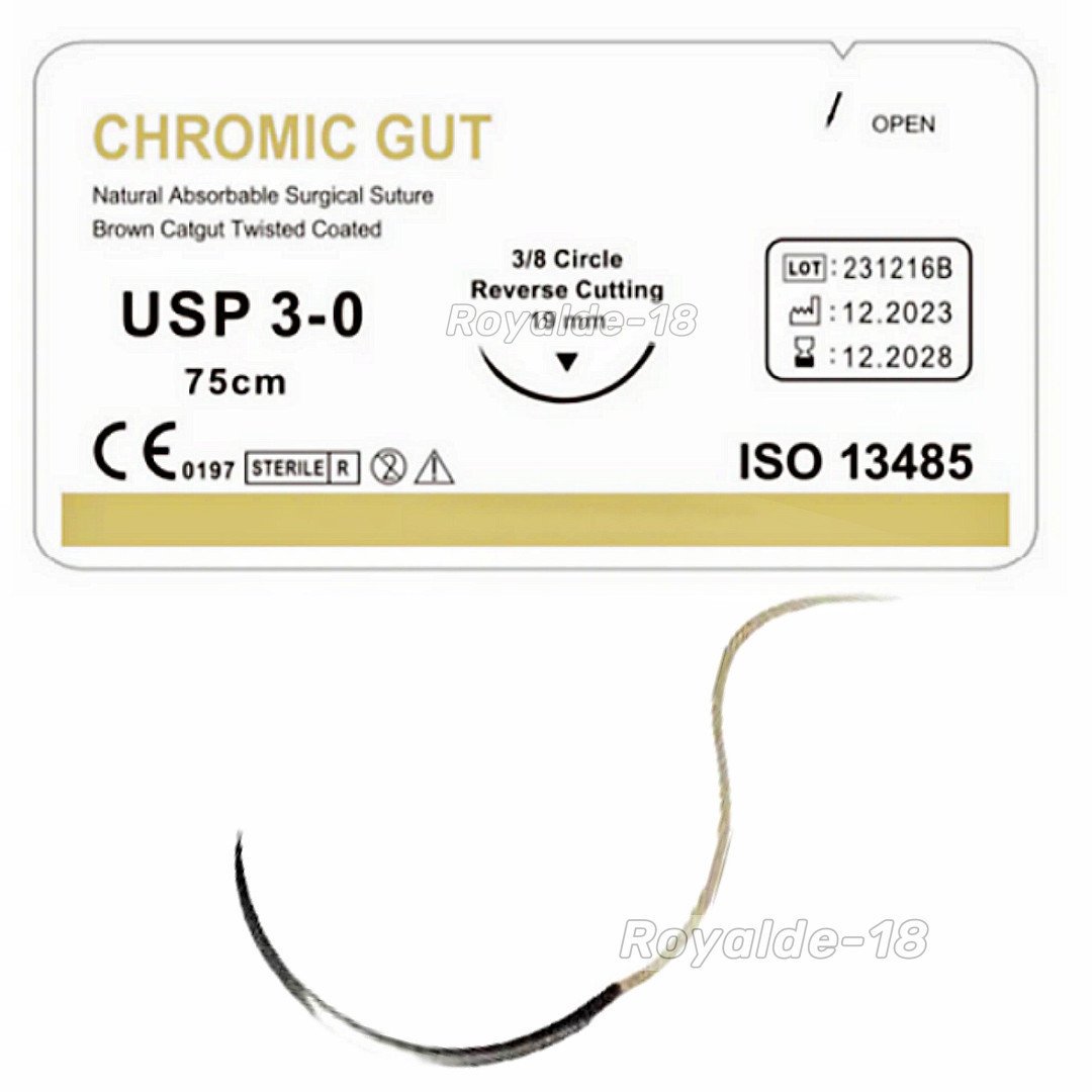 Absorbable Dental Oral Surgical Sutures CHROMIC GUT 3/0 PGA 4/0 Natural Needled