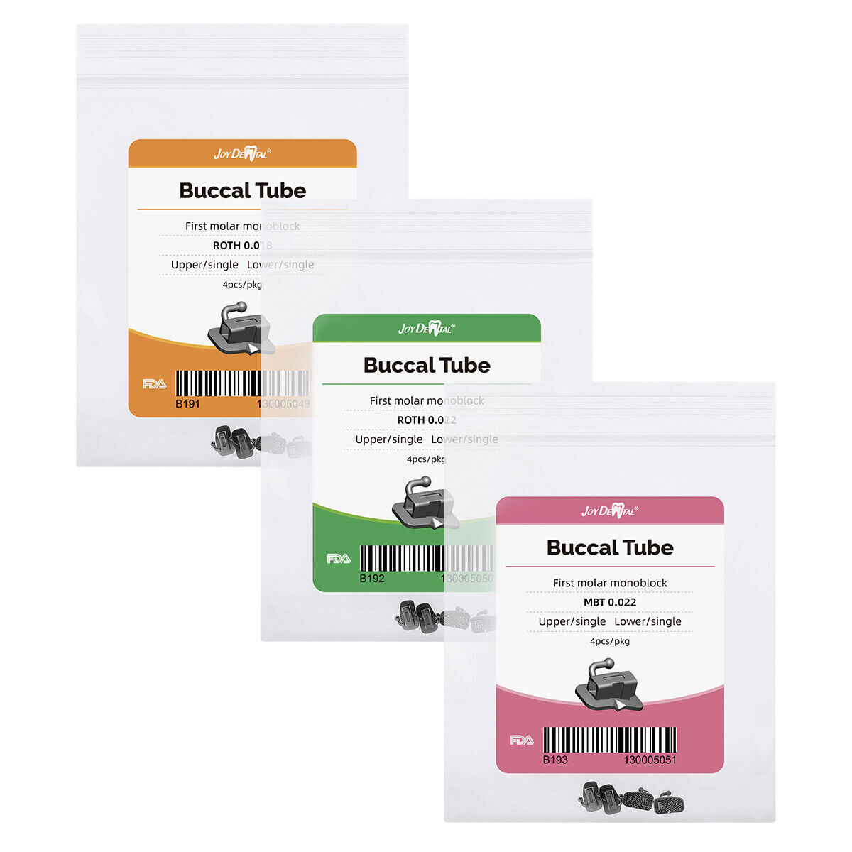 Tubos Bucales adheribles para ortodoncia Dental Roth MBT 022/18 1er Molar AZDENT