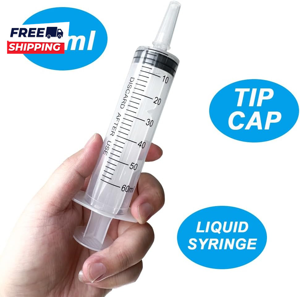 4 Pack 60Ml Large Syringe for Liquid with Tip Cap Plastic Liquid Syringes