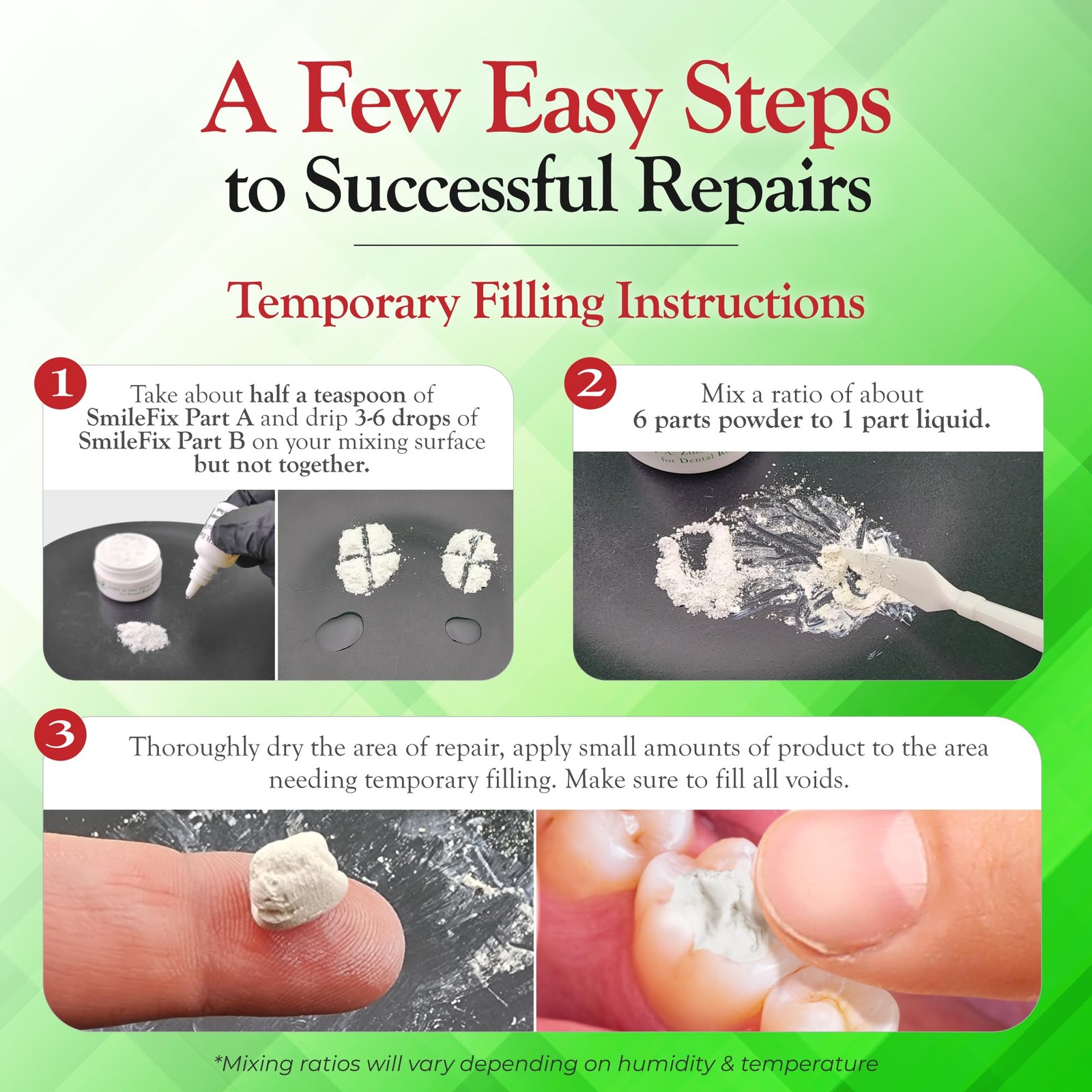 SmileFix Dental Cement & Filling Repair Kit Crowns, Clear or Transparent