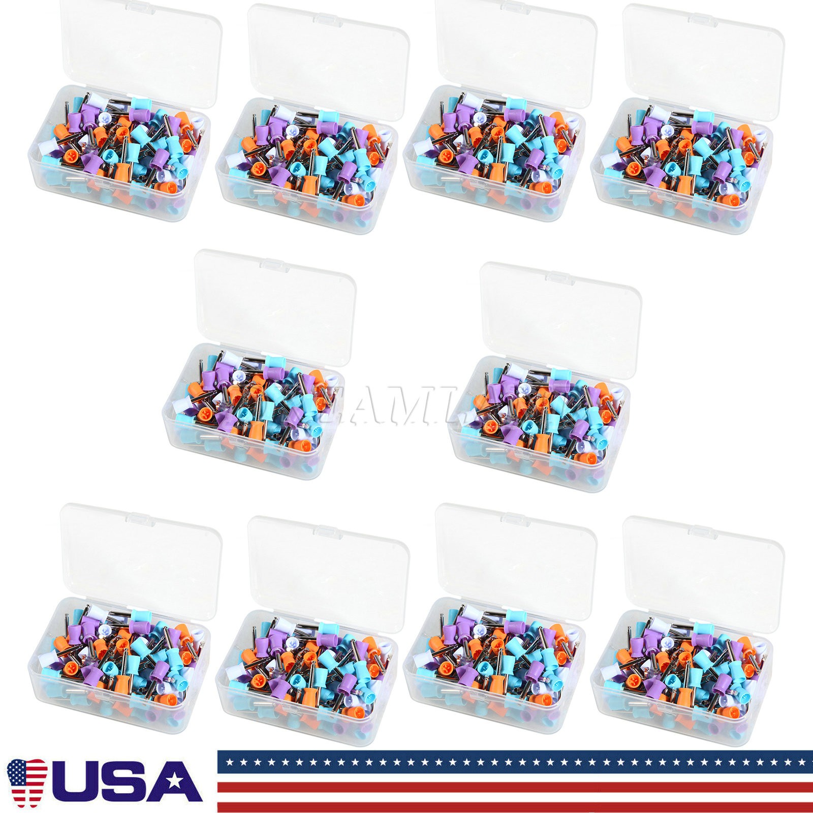 USA White Firm Dental Polishing Cups Latch Type Rubber 4 Webbed Cup Brush