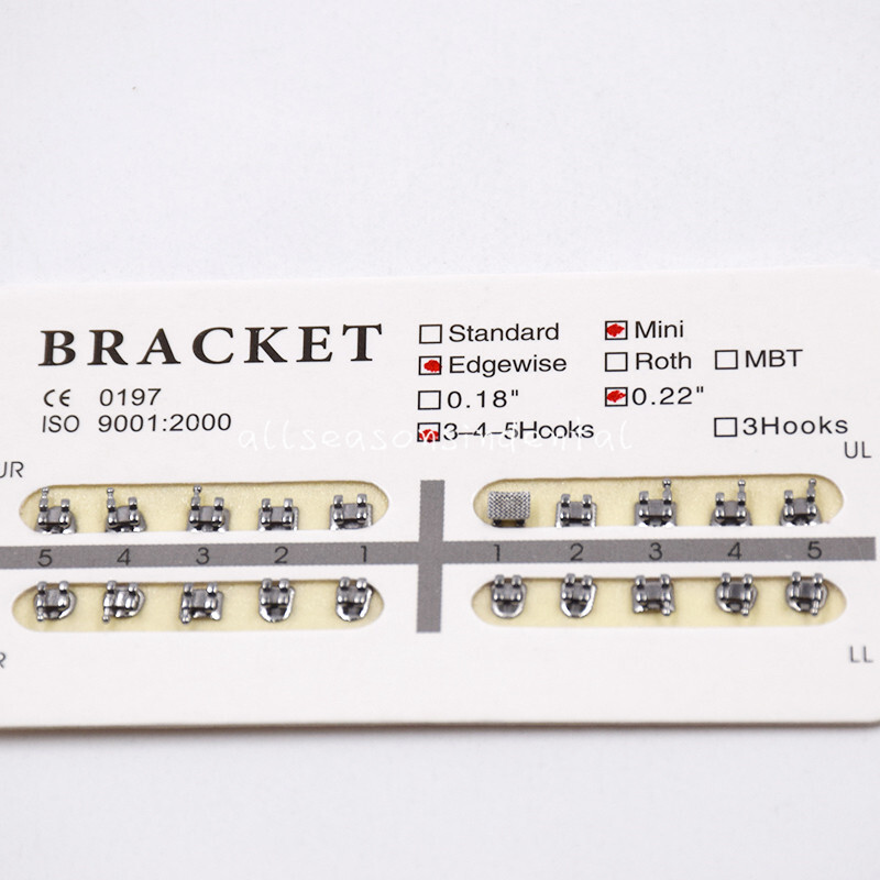 1 Bag Dental Orthodontic Metal Brackets Braces Mini Slot.018/022 No/3 /345 Hooks