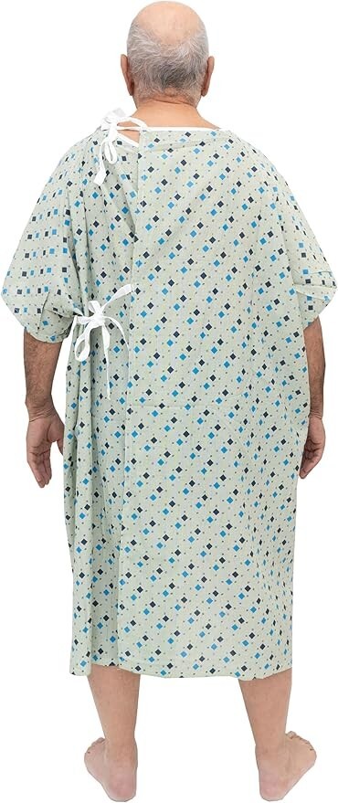 6 Pack Men’s Hospital Gowns – 3XL IV-Ready with Telemetry Pocket, Shoulder Snaps