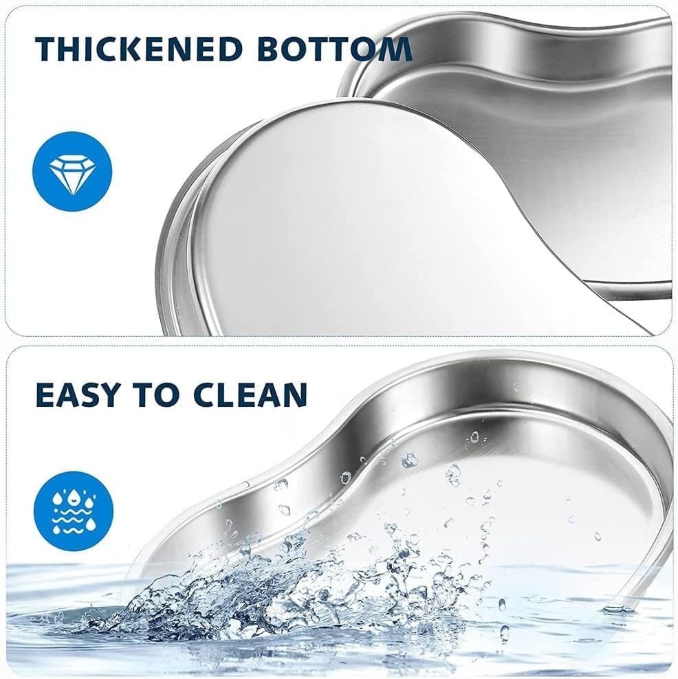 2 Pcs Dental Tray Kidney Trays Stainless Steel Tray Medium Emesis Basin Reusable