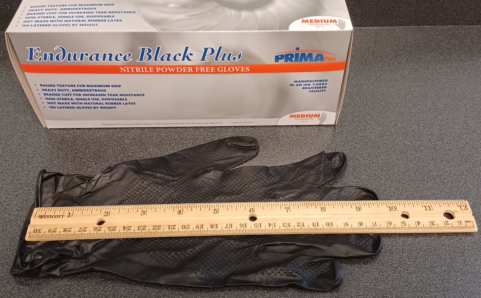 Nitrile Gloves 8 Mil Diamond Texture Black Endurance Plus Case of 1,000 PCS