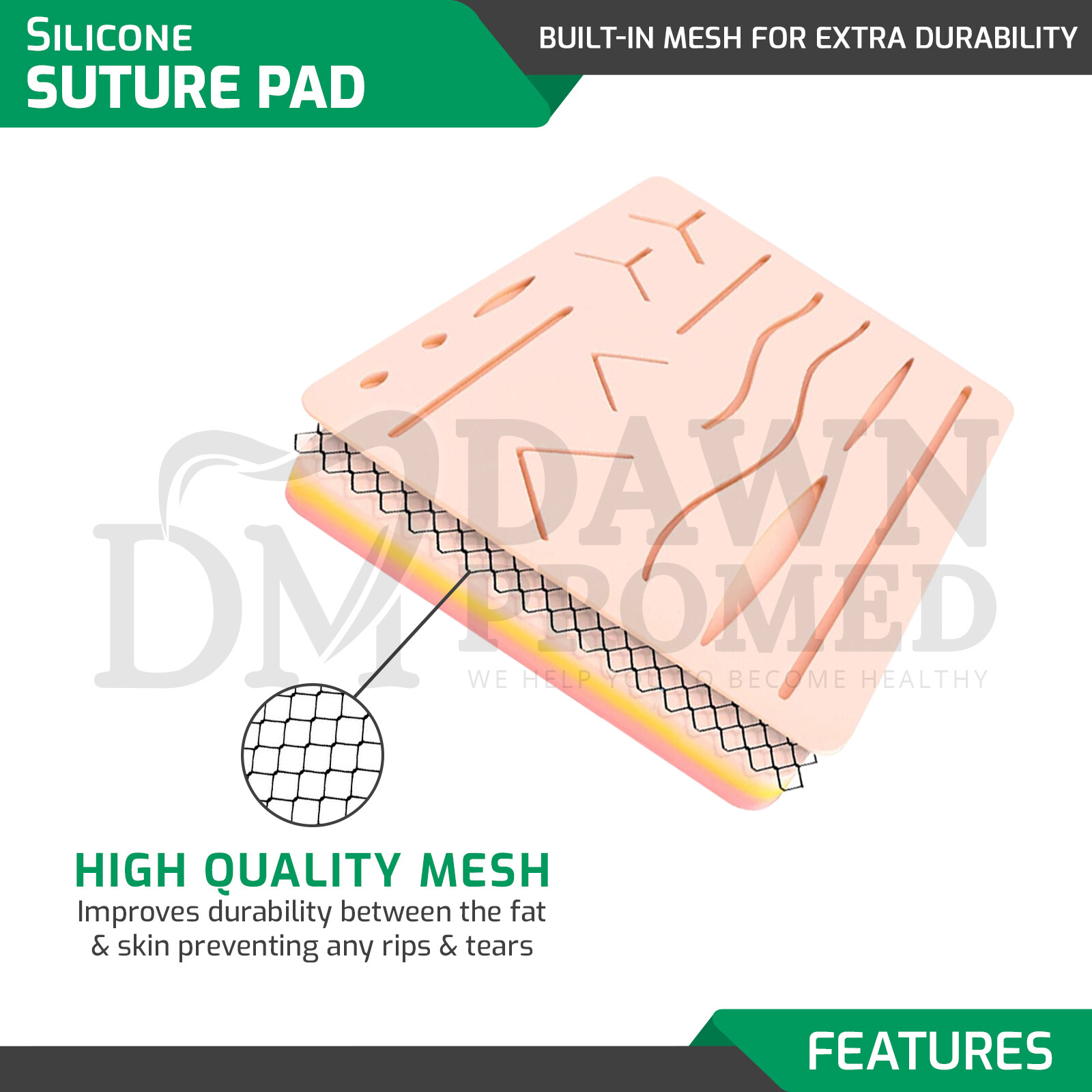 New Medical Skin Suture Practice Silicone Pad Wound Simulated For Training Kit