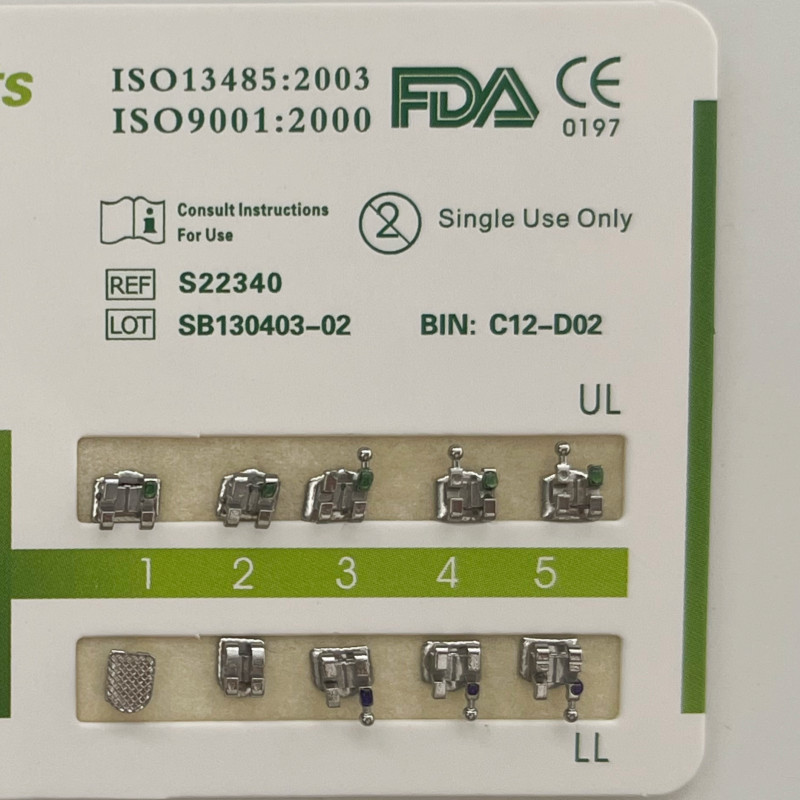 1-200Sets Dental Orthodontic Metal Brackets Mini Roth 022 345 hooks Mesh Base