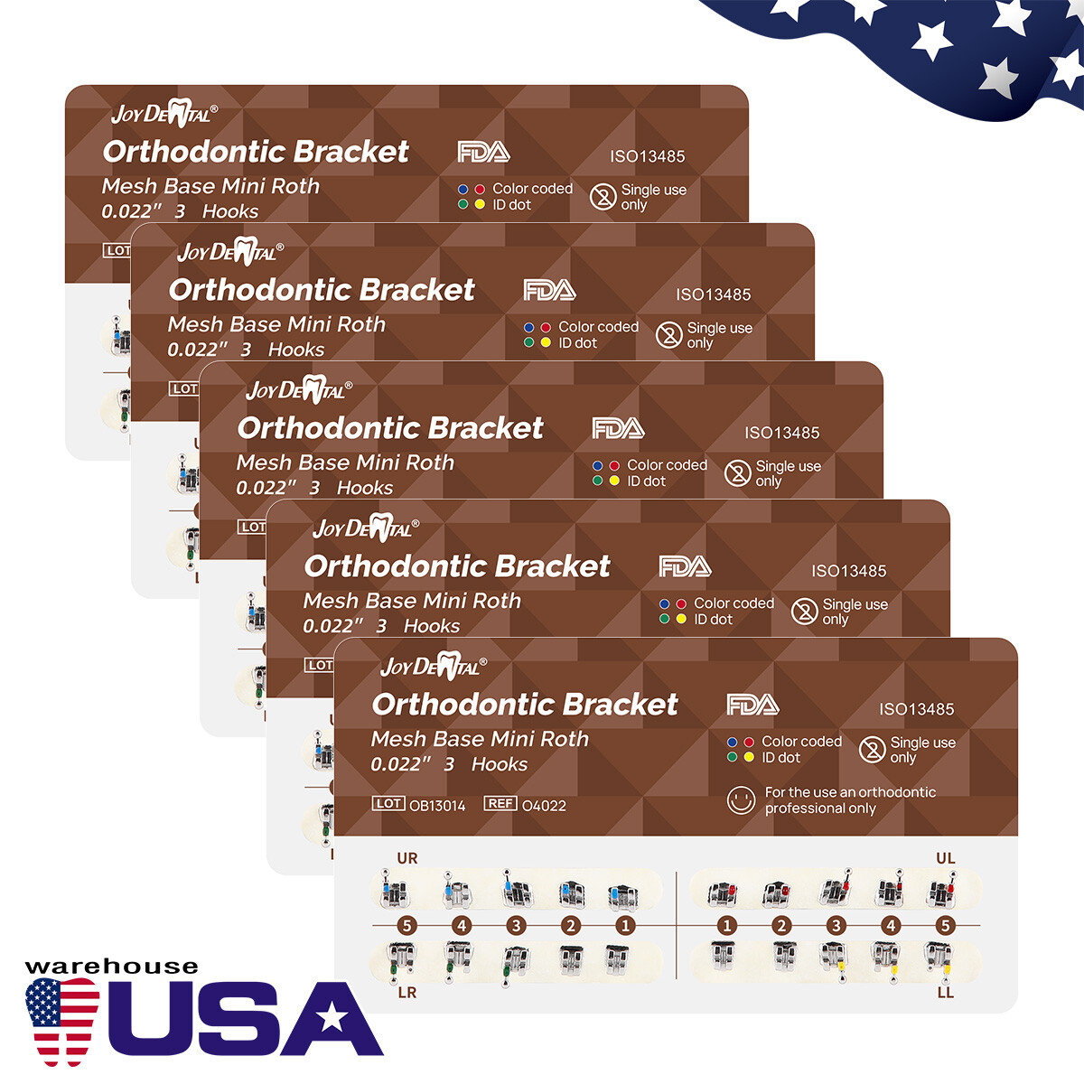 Dental Ortho Brackets Brace Mini Roth/MBT 0.022/0.018 345 Hook Mesh Base/Mono