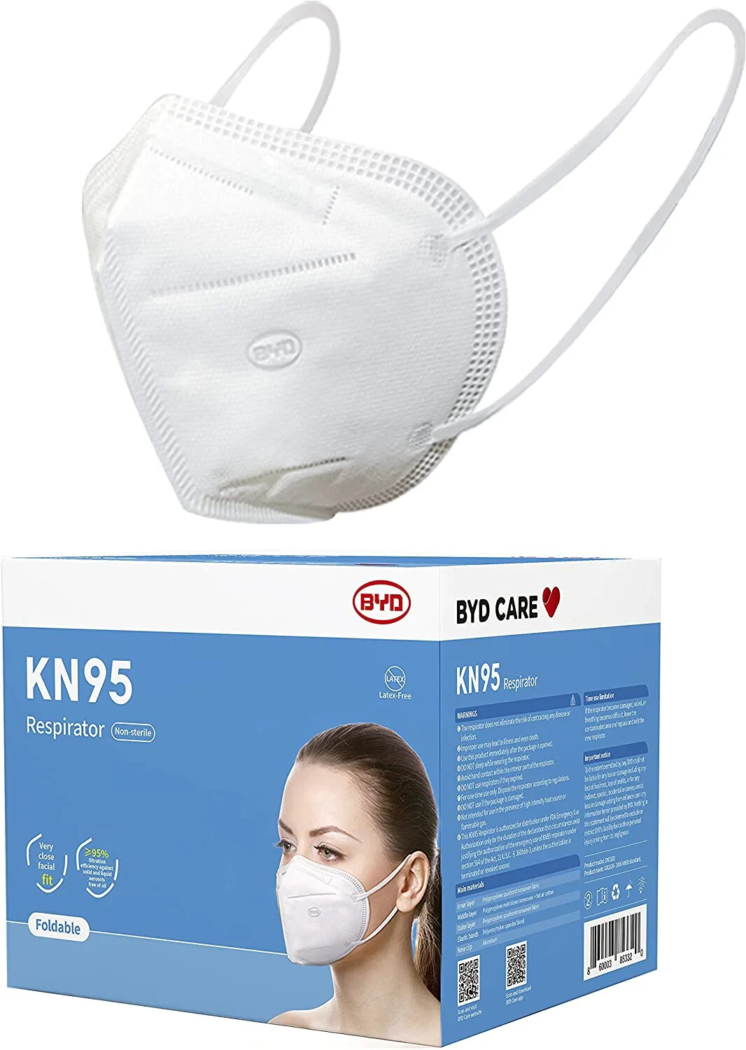 BYD KN95 50 Pack Face Masks 5-Ply Layer Respirator GB2626-2006 – 2023 Production