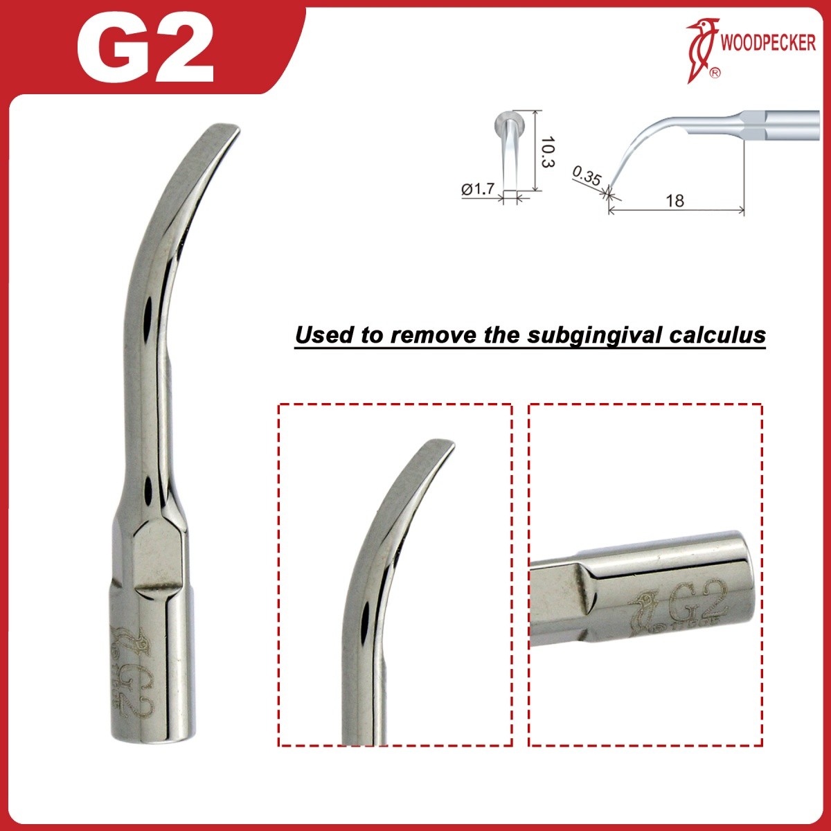 US Original Woodpecker Dental Scaler Tips Scaling Tip G1 G2 G4 P1 P3 For EMS