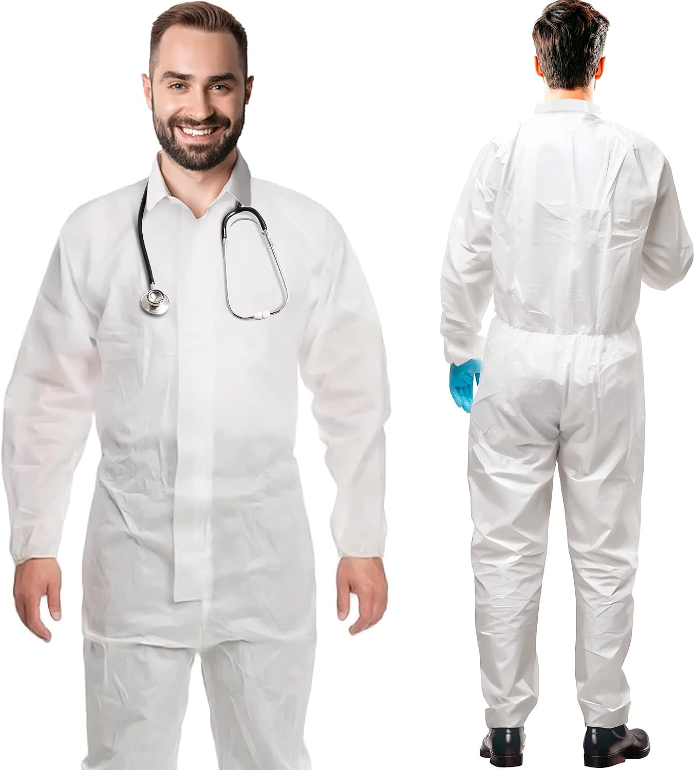 Disposable Coveralls for Men & Women, Large. Pack of 1 Lab