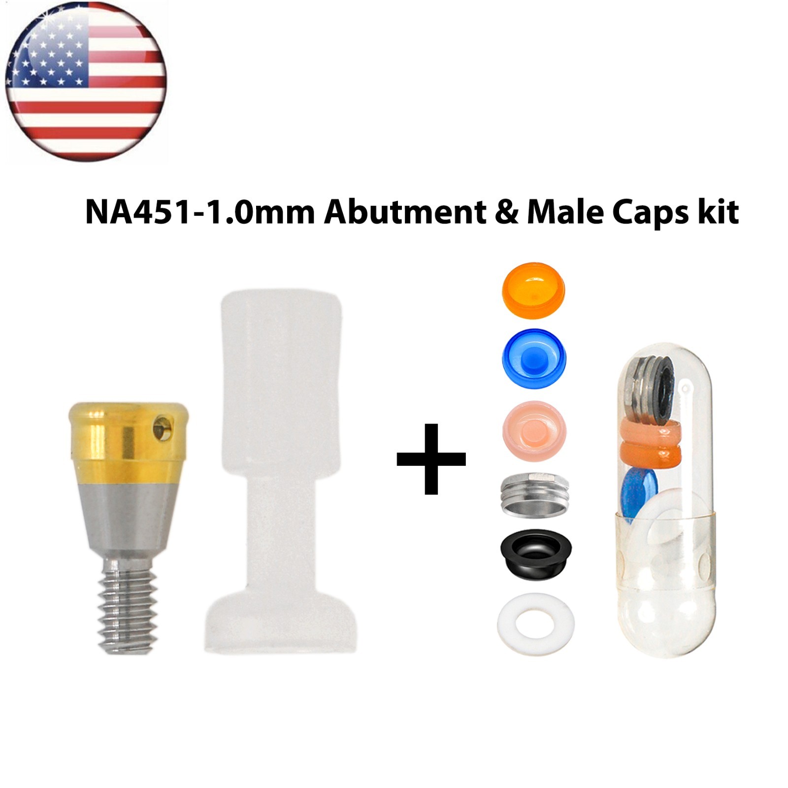 US For Nobel Active Locator Attachment Abutment NP/RP 1-5mm & Male Cap Inserts